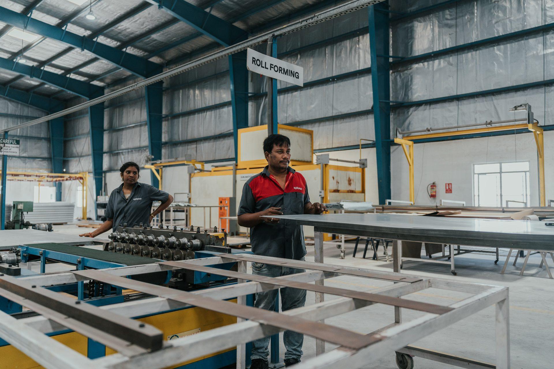 Light-gauge steel components can be precision-manufactured in factories before being transported to the construction site for assembly.