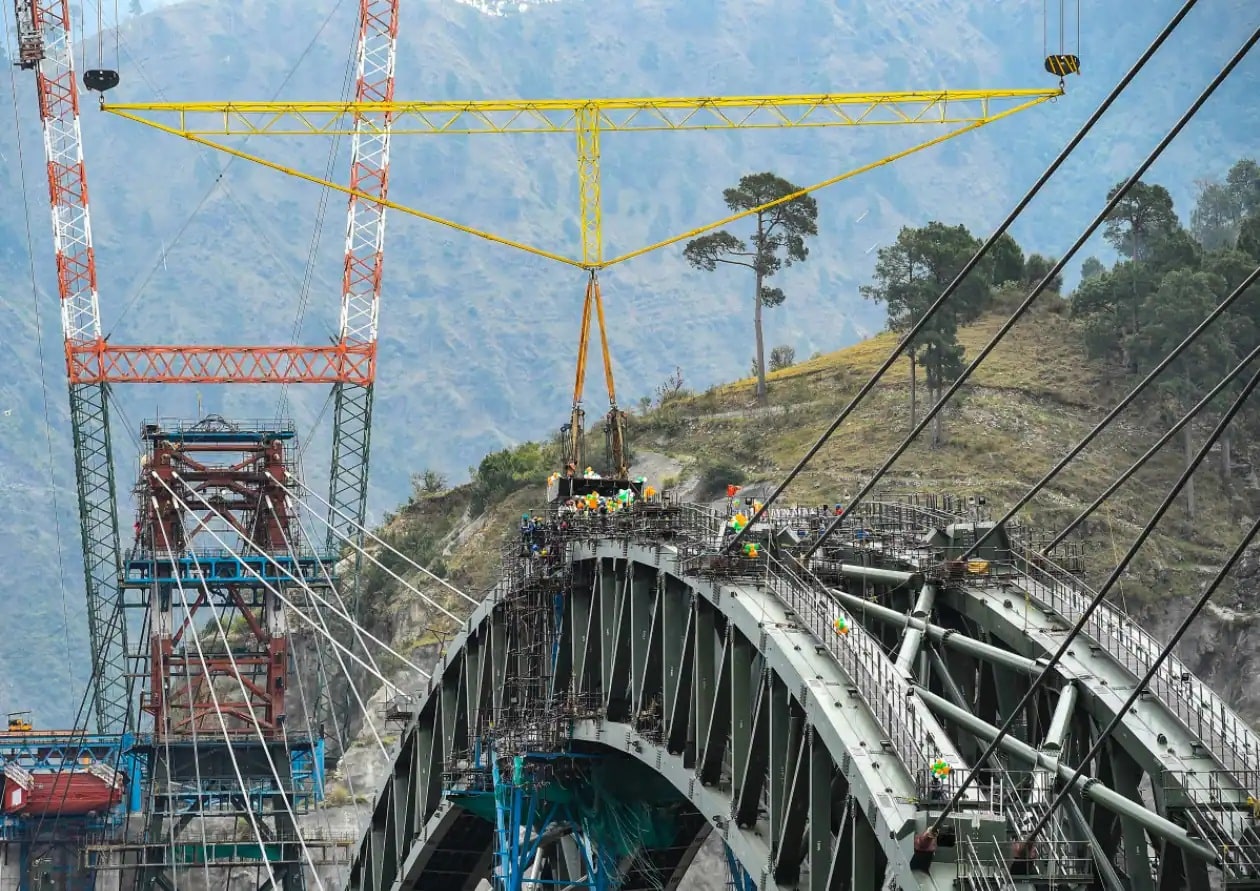 Chenab bridge under construction