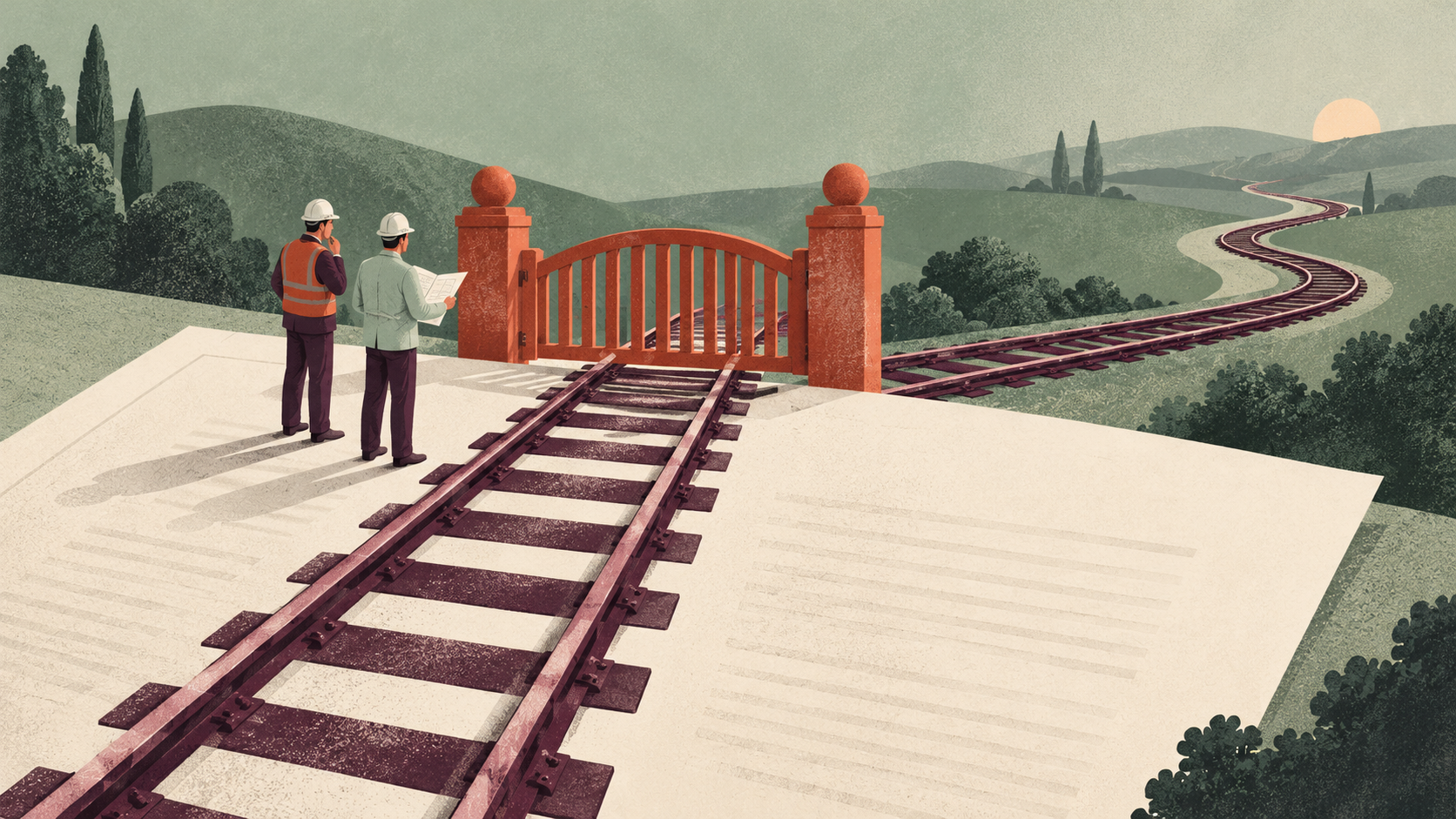 Conceptual illustration of a railway contract and a boundary gate